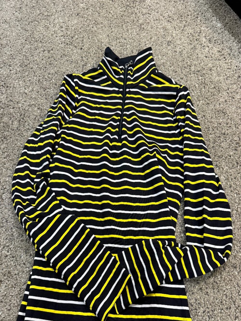 LOHLA Sport Women's XS Mariner 1/4 Zip Golf Pullover Black Yellow White Italian